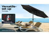 Instahut 3m Outdoor Umbrella Beach Pole Garden Patio Tilt Black UMB-POLE-3-TIL-BK