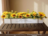 faux potted plant, sunflower, wooden box, home decor, Australia, living room tabletop V1106-112-23547-MLT-28