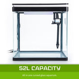 Aquarium Curved Glass RGB LED Fish Tank Set Filter Pump 52L V274-AQ-FT52L-BK