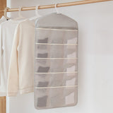 SOGA 2X Grey Double Sided Hanging Storage Bag Underwear Bra Socks Mesh Pocket Hanger Home Organiser SBOX26GRYX2