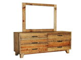 Dresser with 6 Storage Drawers in Solid Acacia With Mirror in Vintage Light Brown Colour V43-DRS-WDS