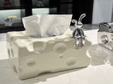 Tissue Box Cover Ceramic Rectangular Stylish Elegant Decorative Napkin Box Holder for Desktop Coffee V1294-YM0710-3117230216911