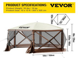 Pop-up Camping Gazebo Camping Canopy Shelter 6 Sided 10' x 10' Sun Shade V952-MZY610FT10FT67P5KV0
