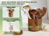 1 Piece Wooden Cutlery Holder 360 Degree Rotating Holds 10 to 15 Pieces, 15 cm V1237-ZY-818-245