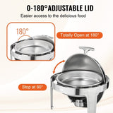 Roll Top Chafing Dish Buffet Set, 5.5L 2 Pack, Stainless Steel Chafer with 2 Full Size Pans, Round V952-QXKCLJTQX26QT6HT8V0