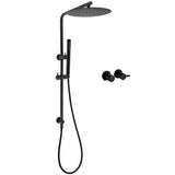 Matt Black Round 12" Rain Shower Head Brass Handheld Riser Rail Set Diverter Mixer Taps V1233-C4902B22PHT006CBKSR112BCPF0282ABK