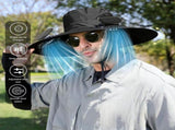 Wide Brim Sun Hat with 2 Built in Solar Fans, Cooling Fan Built in for Outdoor Men, Solar & USB V1369-AZ3-W-09688