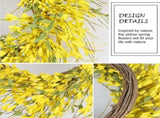24" Spring Wreaths for Front Door Artificial Forsythia Flower Wreath on Grapevine Yellow Wreath with V1258-DP02-C-1362