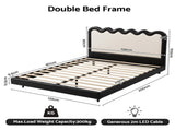 Artiss Double Bed Frame, Floating Design with RGB LED and USB Charging BFRAME-G-NUBO-D-BW-AB