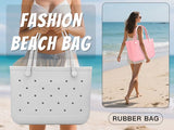 Waterproof Hexagon Mesh Beach Bag Large Capacity Travel Storage Tote for Swimwear Towel Sunglasses V1258-BAG-HS04-L-WHT