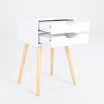 2X Bedside Table 2 Drawer Wood Leg Storage Cabinet Nightstand SUZY WHITE V274-FT-BEDT-2DD02-WH2