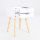 2X Bedside Table 2 Drawer Wood Leg Storage Cabinet Nightstand SUZY WHITE V274-FT-BEDT-2DD02-WH2