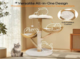 Extra Large Black Cat Tree Tower with Real Wood and Wicker Basket, 60x111cm LSB-59365
