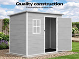 Giantz Garden Shed Outdoor Storage Box 1.87x1.28M Resin Tool Shed Backyard Grey SHED-FLAT-P-4X6-GR-ABC