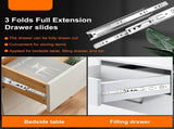 14 inch Drawer Slides 4 Pairs 3 fold Full Extension Side Mount Cabinet Drawer Glides 14" V1258-DP02-WO-455
