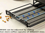1pc Metal Coffee Capsule Storage Box Drawer Style Dustproof Organizer with Adjustable Grid for Tea V1232-KFSNH001
