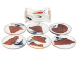 6Pcs Drinks Rack Set Heat Insulation Pine Wood Resin Cup Pad Tabletop Protection V1294-YM0901-3118210191811