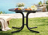 Gardeon Outdoor Side Table 80cm Folding Steel Round Bistro Desk Cafe Patio Furniture Black ODF-TB-STFD-BK