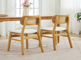 Rattan Back Dining Chairs Set of 2, White Faux Leather V1127-AU-DC03-BGE