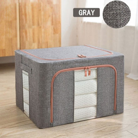 Foldable Storage Box Crushed Steel Frame Clothes Quilt Toys Organizer 60L Random color V201-W12783615