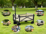 Gardeon Garden Cart Folding Trolley Camping Wagon Barrow Outdoor Beach Beige XFEL-GCT-OX-BE
