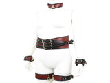 Adjustable PU Leather Bondage Restraint Set - Collar, Waist Belt, Hand & Leg Cuffs with V888-ELOSUNG29409