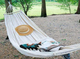 Hammock Outdoor Reinforced Anti-Rollover Hammock for Home Dormitory Summer Camping, Beige Double, V1237-ZY-715-377