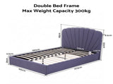 Artiss Double Bed Frame with Lift Up Storage and USB Ports Grey BFRAME-G-FLORA-D-GY-ABC