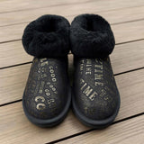 Womens Australian Sheepskin Wool Fur Mini UGG Ankle Boots in Gold Black - 9 V563-D2390-BLACK-9