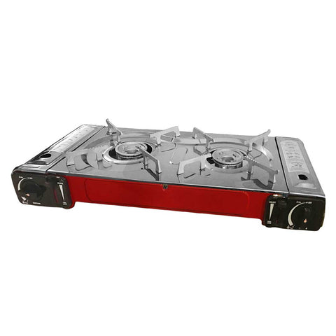 Portable Double Gas Burner Butane Stove Burner Outdoor Camping BBQ Hunting Red GASBURNERDOUBLERED