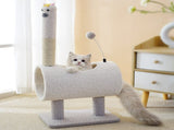 Interactive Cat Tunnel & Scratching Post with Spring Toy - Cozy Playtime for Kittens white V888-ELOSUNG10727