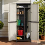 Gardeon Outdoor Storage Cabinet Box 173cm Lockable Cupboard Sheds Garage Adjustable Beige OSC-CABI-H1D