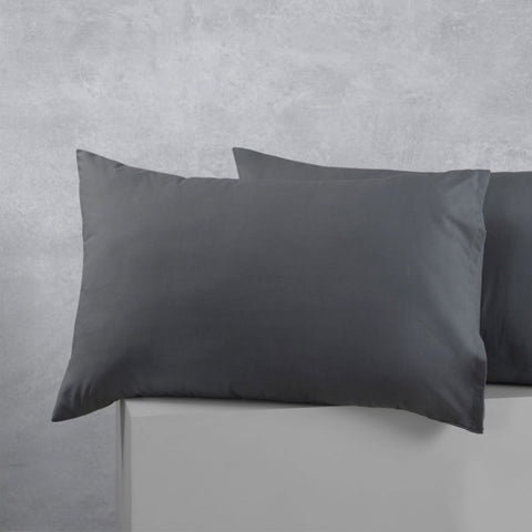 Accessorize Pair of Cotton Polyester Standard Pillowcases Charcoal V442-HIN-PILLOWC-COTTONPOLYESTER-CHARCOAL-ST