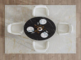 Round Marble-Effect Table-Black V264-DNT-410C-BLK-11M