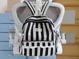 Stripe School Backpack, Cute Aesthetic Backpack with Bowknot, Spacious Lace Trim Bag for Travel V1370-AZ4-15650