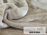 Laura Hill 600-GSM Mink Blanket Queen Size Double-Sided Soft Plush Bed Faux Throw Rug Beige MINK-BE