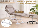 Zenses Beauty Bed with Stool, Beige, Adjustable Facial Massage Table, Tattoo Chair, Salon Services MT-CHR-F3-BG-80