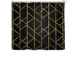Black Gold Geometric Shower Curtain - Modern Abstract Polyester Fabric Waterproof Bathroom Decor, 12 V1192-AZ-W-29952