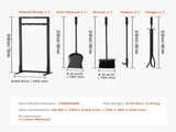 Fireplace Tool Set, 5 PCS Fire Tool Set and Holder with Square-Frame Stand, Tongs, Ash Shovel, V952-BLGJTJ5JTFKGGFSK1001V0