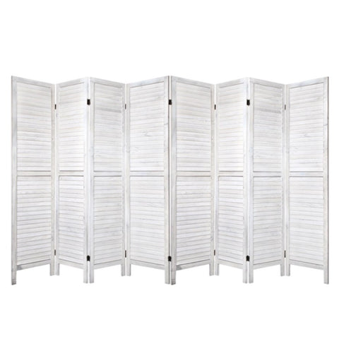 Artiss 8 Panel Room Divider Screen 326x170cm Louver White RD-B-0539-8P-WH