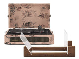 Crosley Voyager Bluetooth Portable Turntable - Floral Bundled Crosley Record Storage Display Stand V398-CR8017BSS-FL4