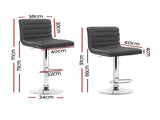 Artiss Set of 4 PU Leather Lined Pattern Bar Stools- Grey and Chrome BA-K-710N-GYX4
