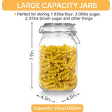 glass storage jars, airtight jars, kitchen storage, food storage, grain storage, pasta storage, V1102-122-48499-CLR-2PCS-1000ML