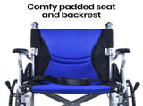 EQUIPMED Folding Aluminium Wheelchair, 20" Wheels, Park Brakes, 100kg Capacity, Blue V219-HECWLCEQB2BL