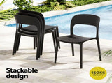 Gardeon 4PC Outdoor Dining Chairs Stackable PP Patio Chair Garden Furniture Black ODF-CHAIR-PPTX14-BK-4X
