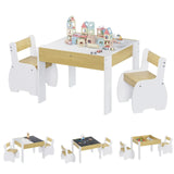 3-Piece Kids Table and Chairs Set in White with Storage, 60x60x48cm V178-59315