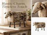 Rustic Farmhouse Sheep Figurine, Distressed WoodGrain Resin Sheep Ornament, Cottage Style Tabletop V1366-AZ2-W-24863