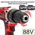 Cordless Drill w/2 Battery Heavy Duty Impact Driver Kit Brushless Hammer Set 88V V201-DRIL0088VF8AU