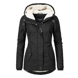 Waterproof Warm Winter Jacket with Hood, Thick Fleece Lined Cotton Jacket for Women - yujia Black V1237-ZY-203-3948