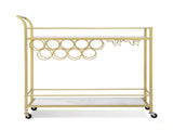 Artiss Bar Cart Drinks Trolley Serving Wine Rack Glass Holder Marble 85cm Gold FUR-Z-BC-PB-80